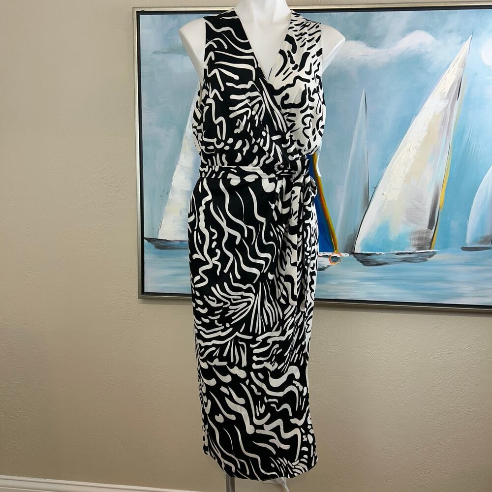 Donna Morgan Wrap Dress 
Black and white bold print size 12 NWT - Picture 2 of 8